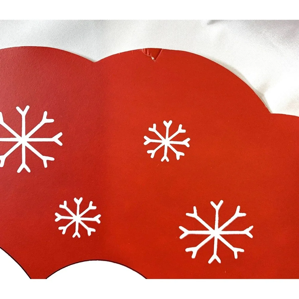 Snowman Placemats + Coasters X4 Vintage Vinyl Red‎ Black Round 15 inch - CUTE!